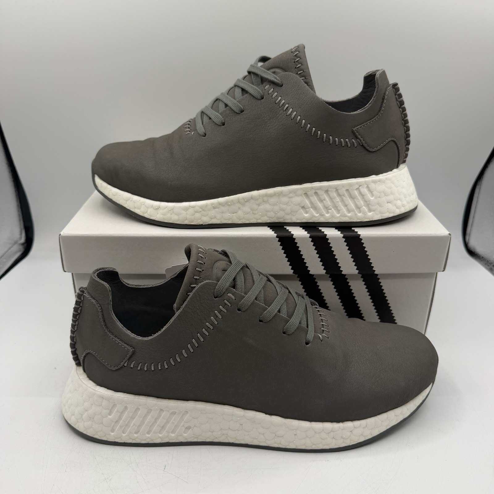 Adidas Wings & Horns Wh Nmd_r2 Shoes Mens 10.5 Ash Grey Leather Sneakers Bb3117